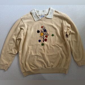 Blair Women's Yellow Sweater with Leaf Embroidery